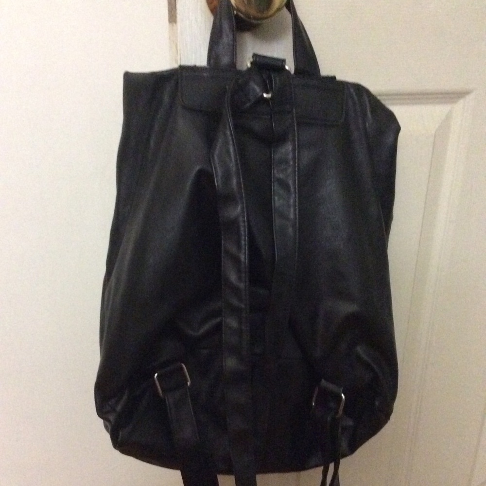 Trendy Casual Basic Black Backpack Strap & Button - image 2